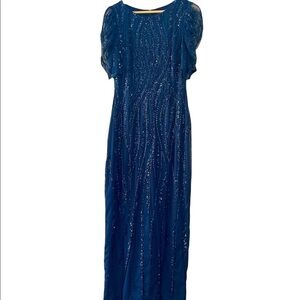 ADRIANNA PAPELL BEADED FORMAL GOWN WEDDING GALA